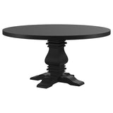 Florence Round 60-inch Pedestal Base Dining Table Black - Tampa Furniture Outlet
