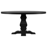 Florence Round 60-inch Pedestal Base Dining Table Black - Tampa Furniture Outlet