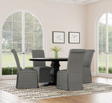 Florence Round 60-inch Pedestal Base Dining Table Black - Tampa Furniture Outlet