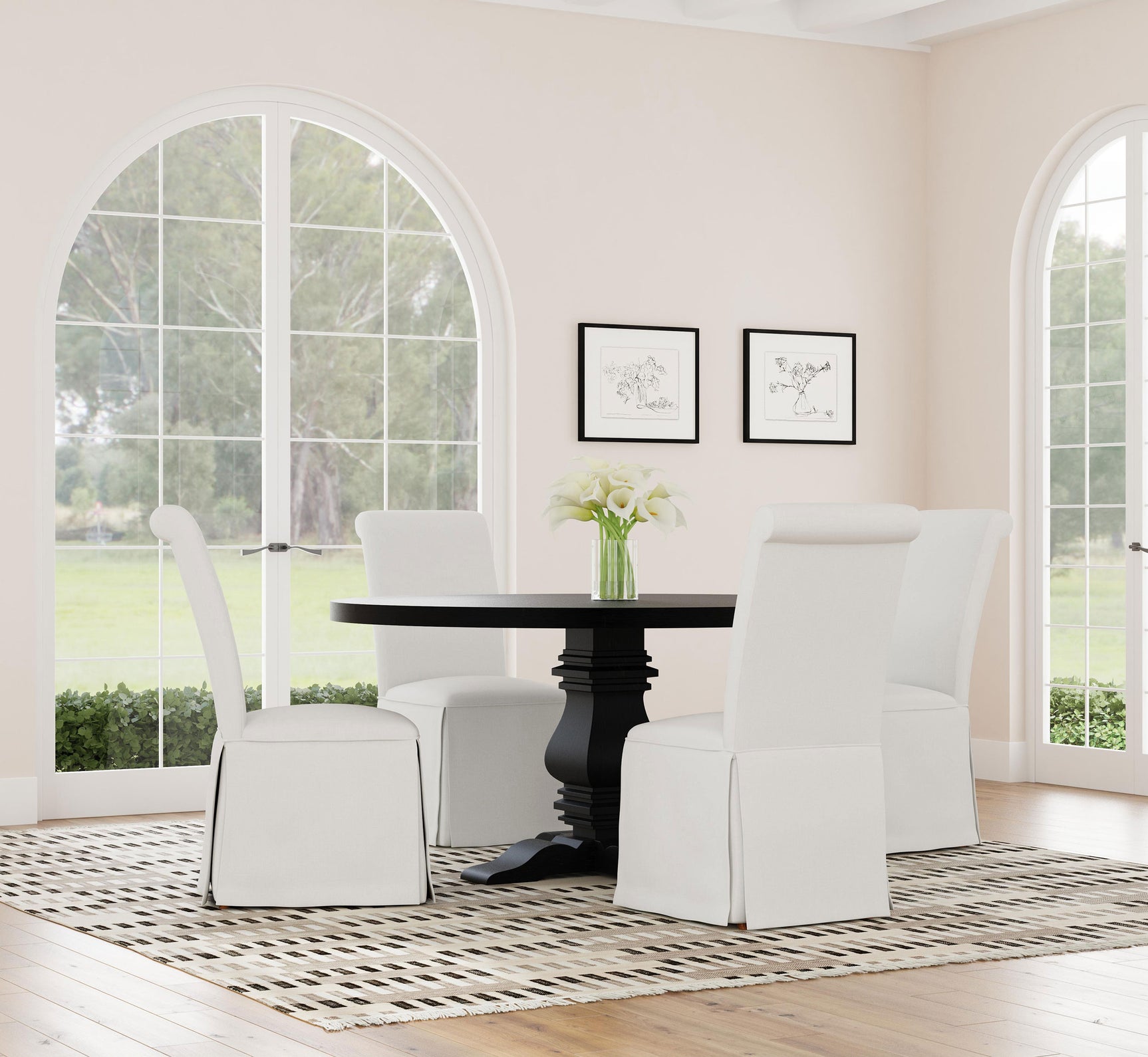 Florence Round 60-inch Pedestal Base Dining Table Black - Tampa Furniture Outlet