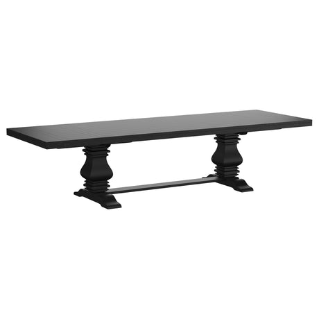 Florence 7-piece 126-inch Extension Dining Table Set Distressed Black - Tampa Furniture Outlet