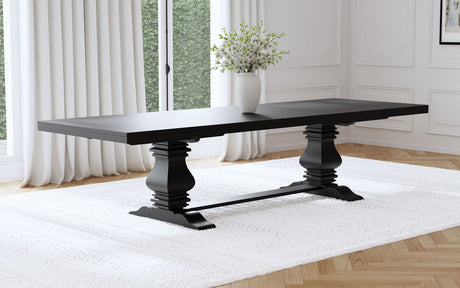 Florence 126-inch Extension Dining Table Distressed Black - Tampa Furniture Outlet
