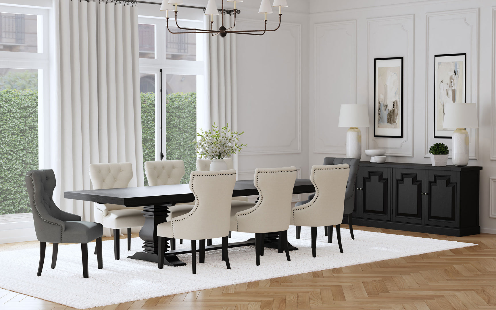 Florence 4-door Dining Sideboard Buffet Distressed Black - Tampa Furniture Outlet