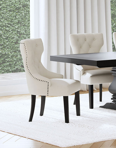 Baney Fabric Upholstered Dining Side Chair Cream and Black - Tampa Furniture Outlet