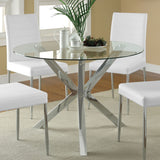 Vance Round 41-inch Glass Top Asterisk Dining Table Chrome - Tampa Furniture Outlet