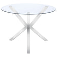 Tampa Furniture Outlet - Coaster - Vance Round 41-inch Glass Top Asterisk Dining Table Chrome - 120760