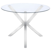 Tampa Furniture Outlet - Coaster - Vance Round 41-inch Glass Top Asterisk Dining Table Chrome - 120760