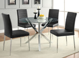 Vance Round 41-inch Glass Top Asterisk Dining Table Chrome - Tampa Furniture Outlet