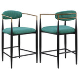 Tampa Furniture Outlet - Coaster - Tina Fabric Upholstered Counter Chair Green (Set of 2) - 121185
