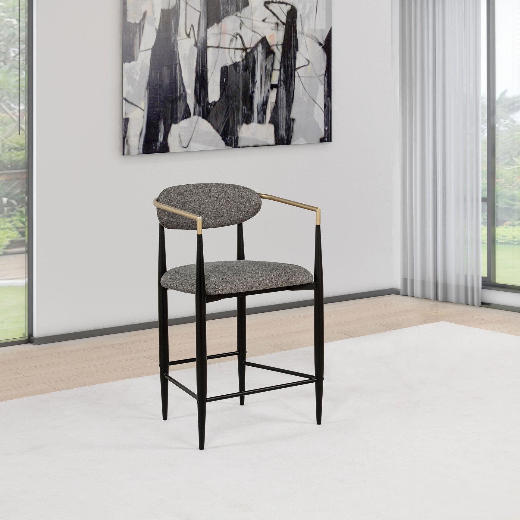 Tina Fabric Upholstered Counter Chair Dark Grey (Set of 2) - Tampa Furniture Outlet