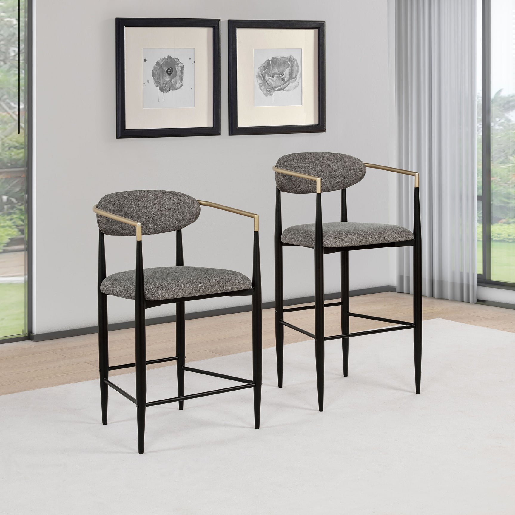Tina Fabric Upholstered Counter Chair Dark Grey (Set of 2) - Tampa Furniture Outlet