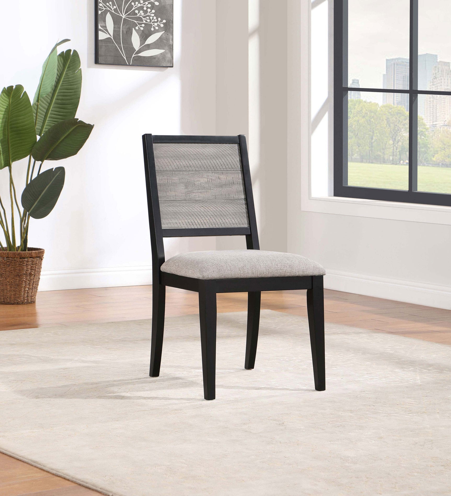Elodie Wood Dining Side Chair Grey and Black (Set of 2) - Tampa Furniture Outlet