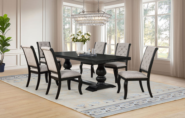 Tampa Furniture Outlet - Coaster - Phelps 7-piece Rectangular Dining Table Set Distressed Noir - 121231-S7C