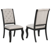 Tampa Furniture Outlet - Coaster - Phelps Upholstered Dining Side Chair Tan Distressed Noir (Set of 2) - 121232