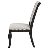 Phelps Upholstered Dining Side Chair Tan Distressed Noir (Set of 2)