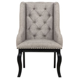 Phelps Upholstered Dining Arm Chair Tan Distressed Noir (Set of 2)