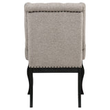 Phelps Upholstered Dining Arm Chair Tan Distressed Noir (Set of 2)