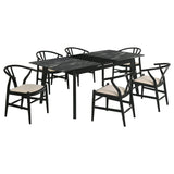 Crestmont 7-piece Extension Leaf Dining Table Set Black - Tampa Furniture Outlet