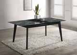 Crestmont 78-inch Extension Dining Table Black Faux Marble - Tampa Furniture Outlet
