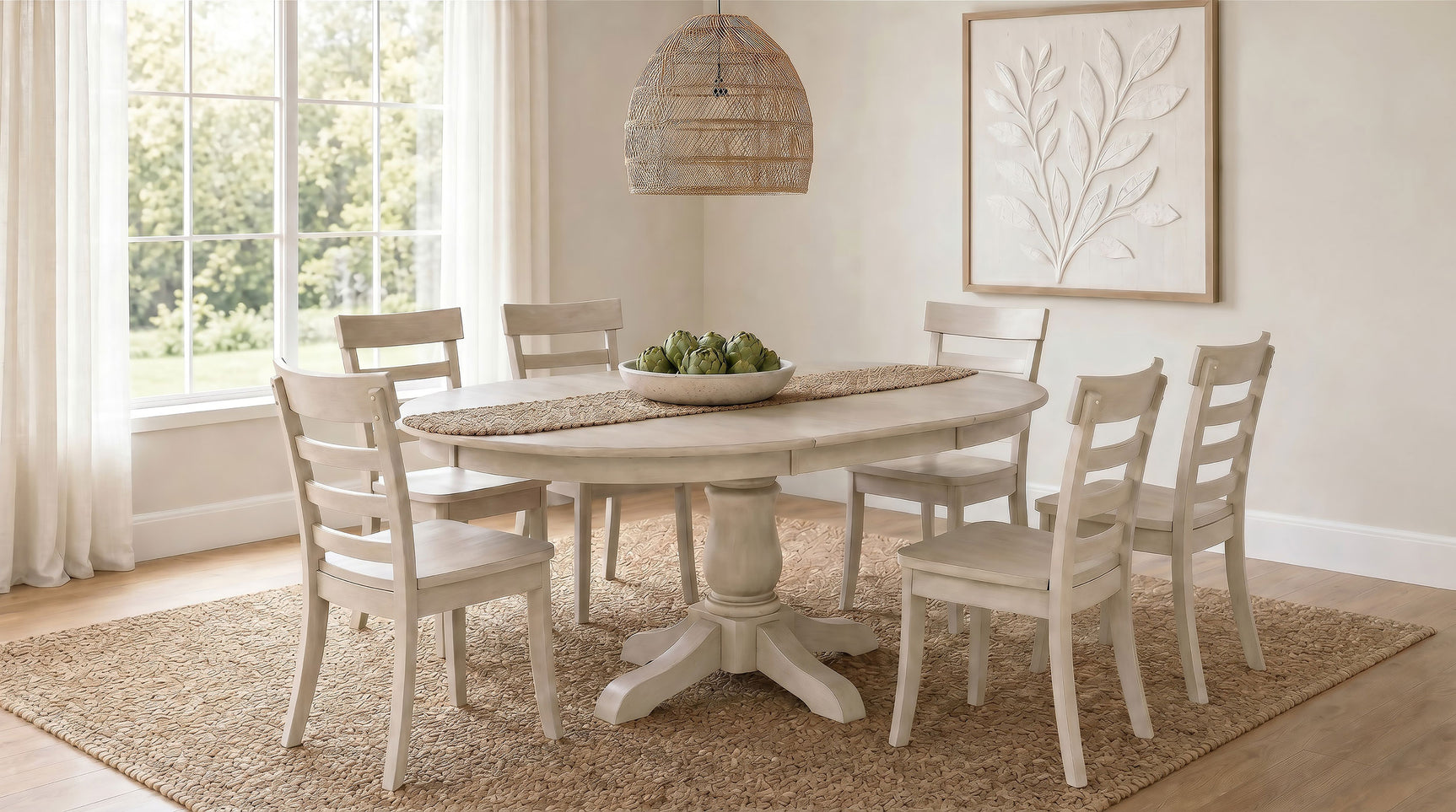 Tampa Furniture Outlet - Coaster - Orrison 7-piece Oval 62-inch Extension Leaf Dining Set Linen - 121261-S7
