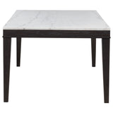 Averill 7-piece White Marble Top Dining Set Dark Grey and Coffee Bean