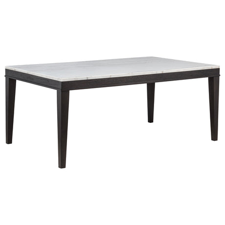 Tampa Furniture Outlet - Coaster - Averill 72-inch Rectangular White Marble Top Dining Table Coffee Bean - 121291