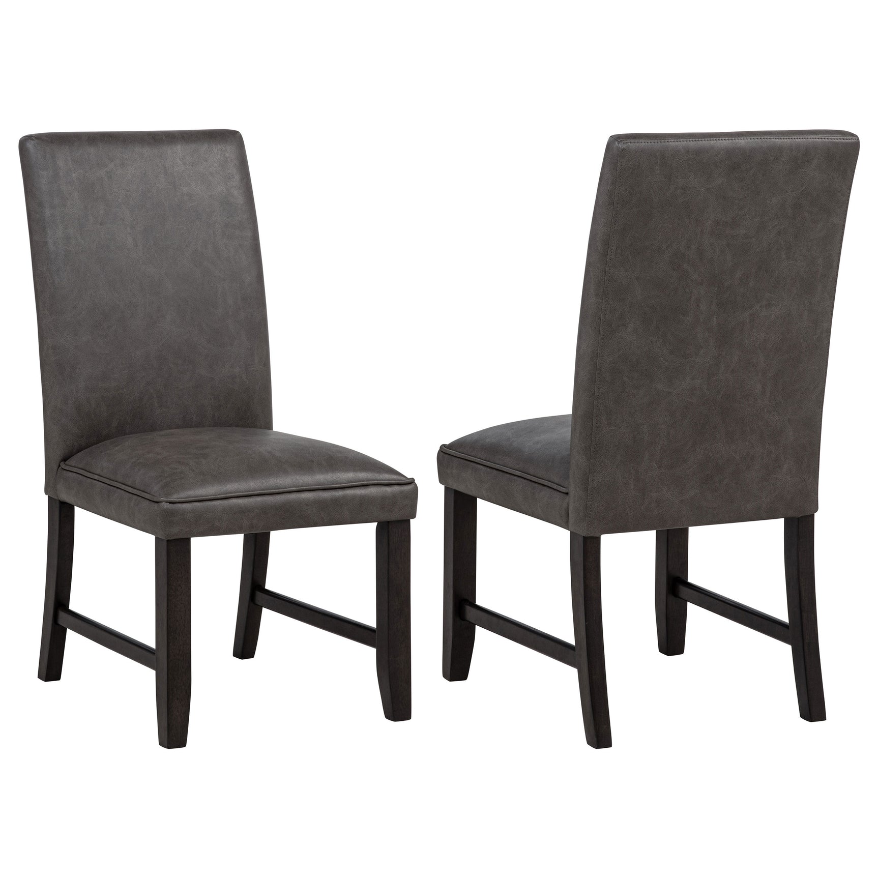 Tampa Furniture Outlet - Coaster - Averill Faux Leatherette Upholstered Dining Side Chair Dark Grey (Set of 2) - 121292GRY