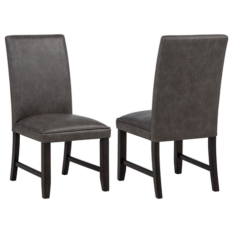 Tampa Furniture Outlet - Coaster - Averill Faux Leatherette Upholstered Dining Side Chair Dark Grey (Set of 2) - 121292GRY