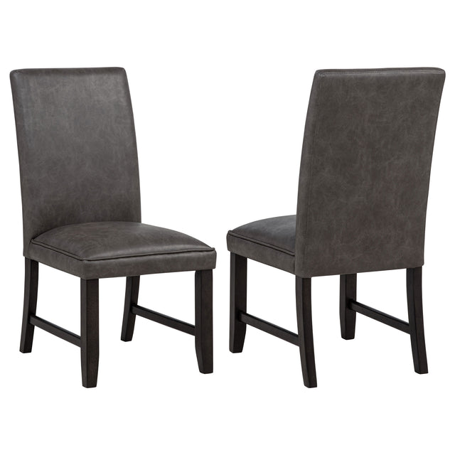 Tampa Furniture Outlet - Coaster - Averill Faux Leatherette Upholstered Dining Side Chair Dark Grey (Set of 2) - 121292GRY
