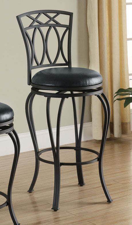 Adamsville Upholstered Swivel Bar Stool Black - Tampa Furniture Outlet