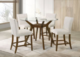 Tampa Furniture Outlet - Coaster - Paxton 5-piece Round Glass Top Counter Height Dining Set Beige - 122178-S5BGE