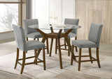 Tampa Furniture Outlet - Coaster - Paxton 5-piece Round Glass Top Counter Height Dining Set Grey - 122178-S5GRY