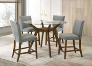 Tampa Furniture Outlet - Coaster - Paxton 5-piece Round Glass Top Counter Height Dining Set Grey - 122178-S5GRY