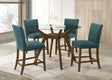 Tampa Furniture Outlet - Coaster - Paxton 5-piece Round Glass Top Counter Height Dining Set Teal Blue - 122178-S5TLB