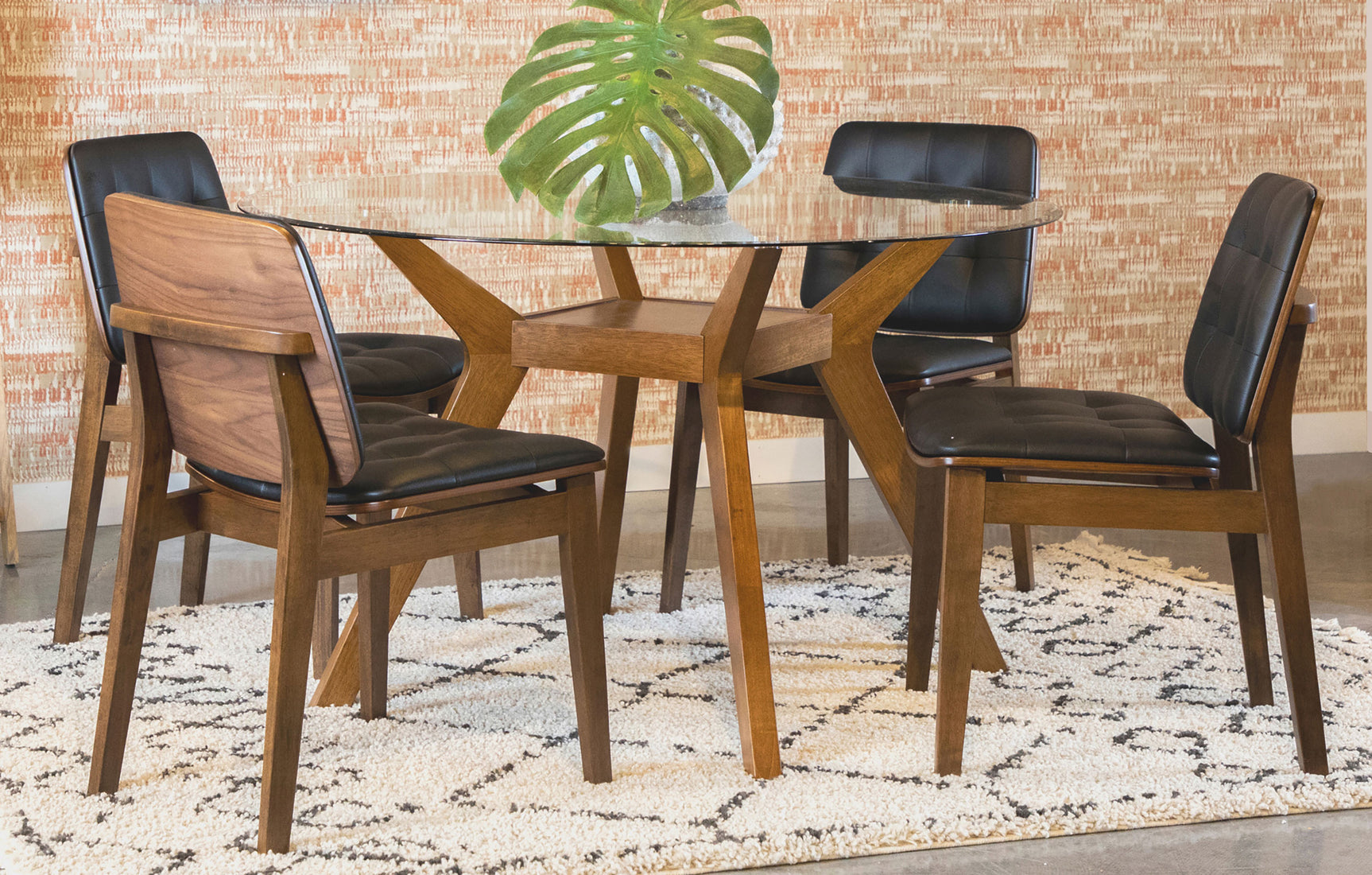 Tampa Furniture Outlet - Coaster - Paxton 5-piece Round Glass Top Dining Table Set Brown - 122180-S5K