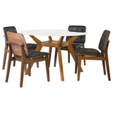 Paxton 5-piece Round Glass Top Dining Table Set Brown - Tampa Furniture Outlet