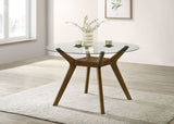 Paxton Round 48-inch Glass Top Wood Dining Table Brown - Tampa Furniture Outlet