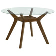 Tampa Furniture Outlet - Coaster - Paxton Round 48-inch Glass Top Wood Dining Table Brown - 122180BG