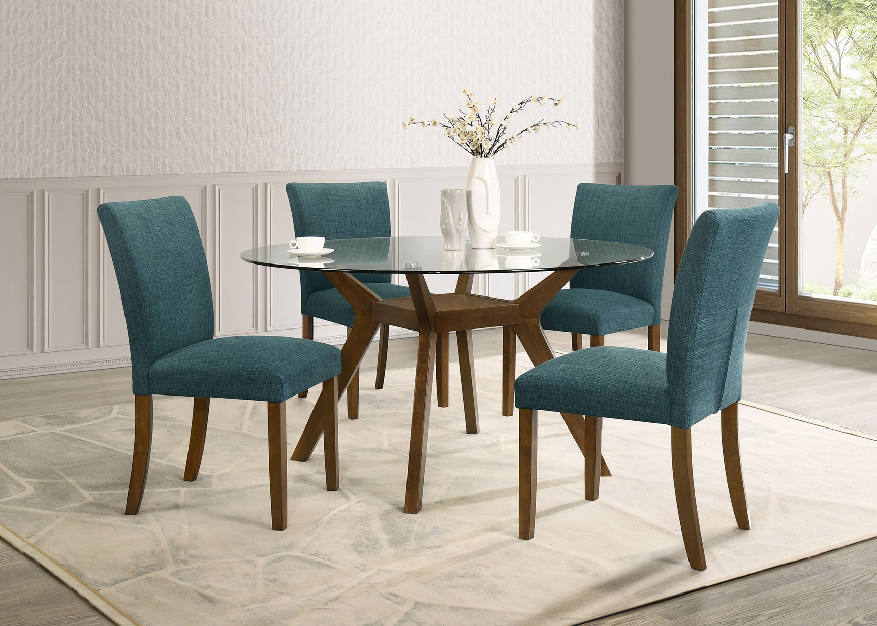 Paxton Round 48-inch Glass Top Wood Dining Table Brown - Tampa Furniture Outlet