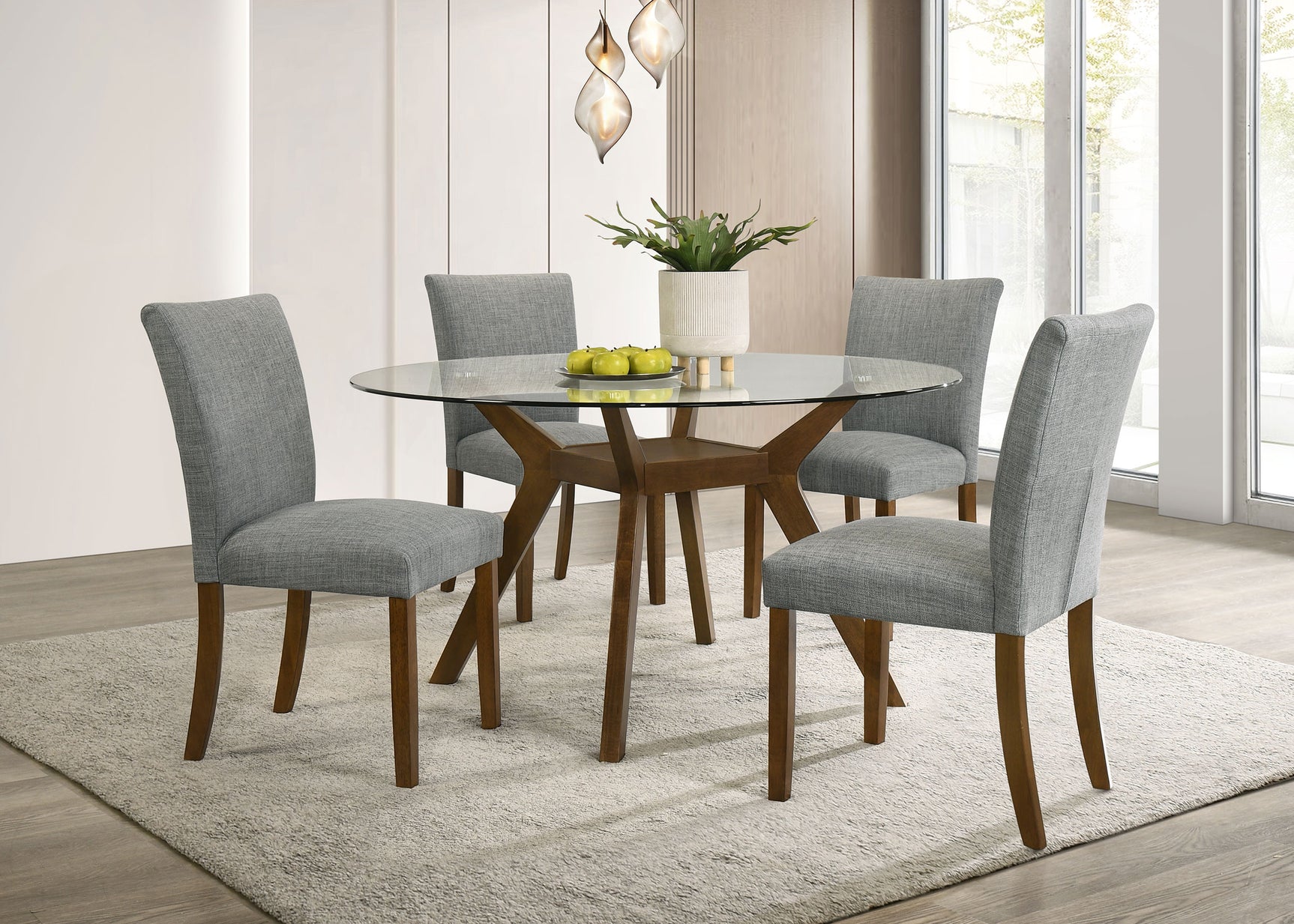 Paxton Round 48-inch Glass Top Wood Dining Table Brown - Tampa Furniture Outlet
