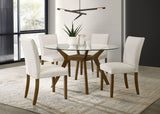Paxton Round 48-inch Glass Top Wood Dining Table Brown - Tampa Furniture Outlet
