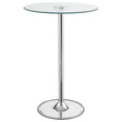 Tampa Furniture Outlet - Coaster - Thea Round 28-inch Glass Top LED Bistro Bar Table Chrome - 122400