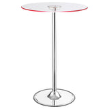 Thea Round 28-inch Glass Top LED Bistro Bar Table Chrome - Tampa Furniture Outlet