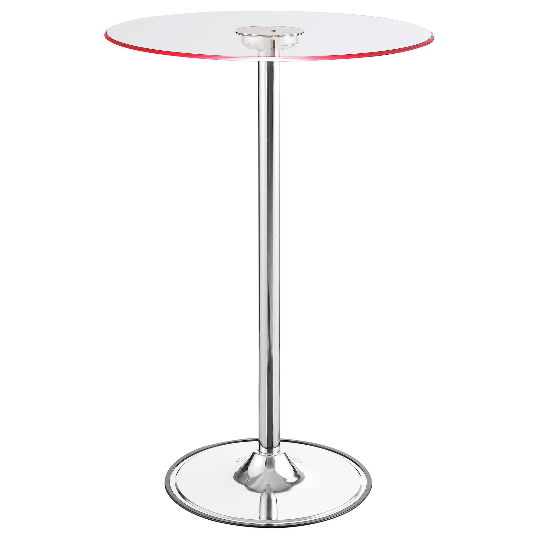 Thea Round 28-inch Glass Top LED Bistro Bar Table Chrome - Tampa Furniture Outlet