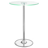 Thea Round 28-inch Glass Top LED Bistro Bar Table Chrome - Tampa Furniture Outlet