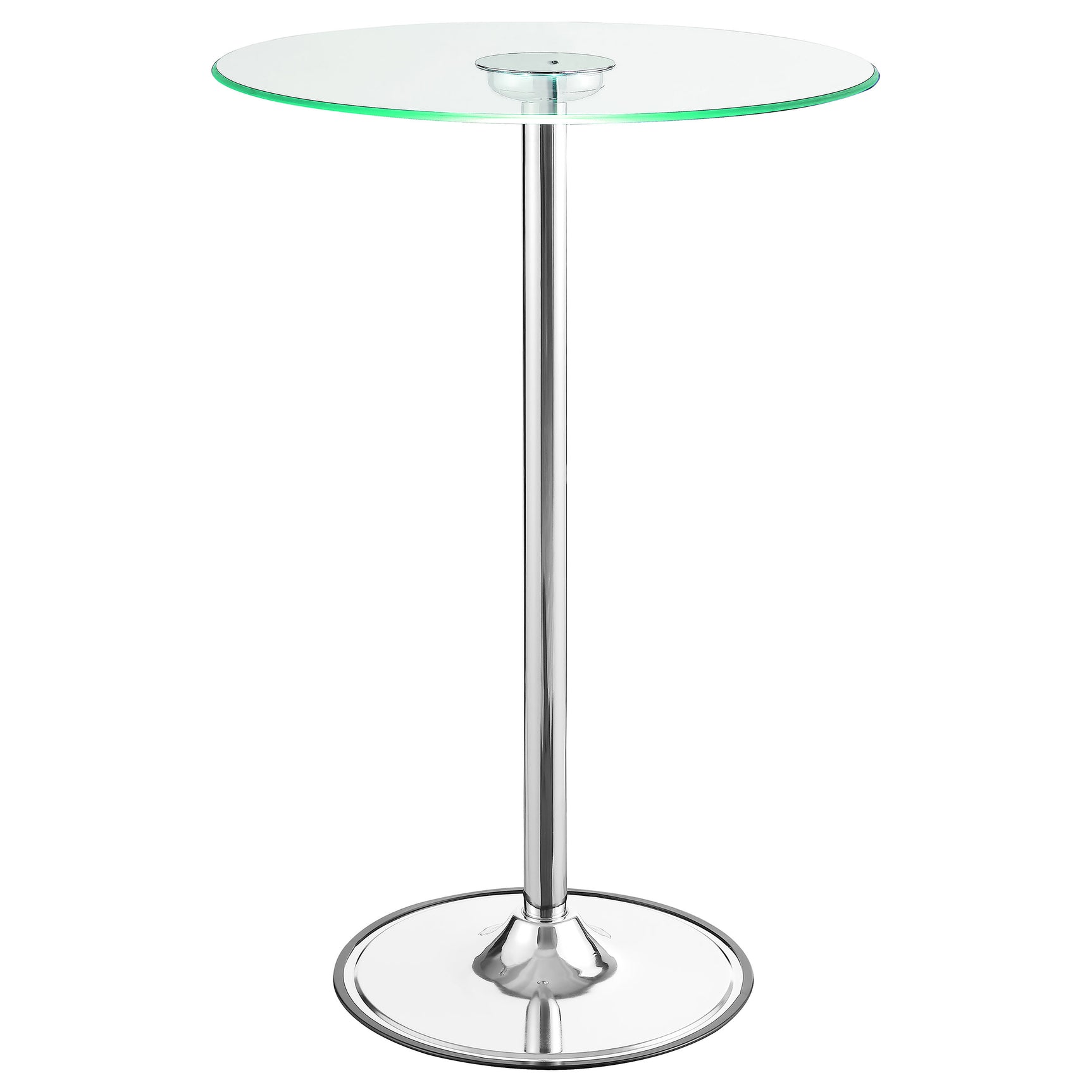 Thea Round 28-inch Glass Top LED Bistro Bar Table Chrome - Tampa Furniture Outlet