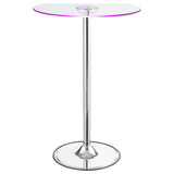 Thea Round 28-inch Glass Top LED Bistro Bar Table Chrome - Tampa Furniture Outlet