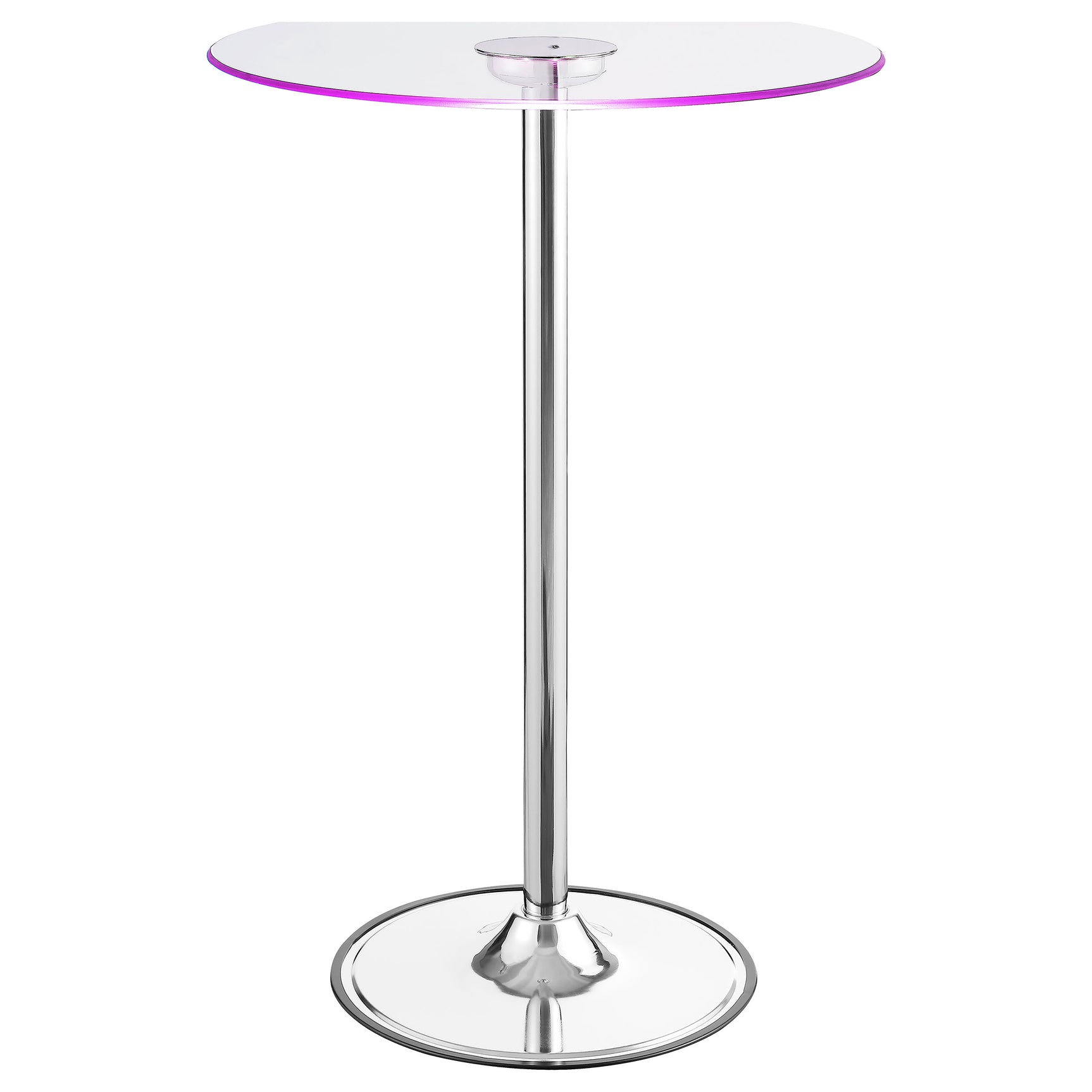Thea Round 28-inch Glass Top LED Bistro Bar Table Chrome - Tampa Furniture Outlet