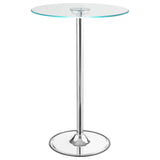 Thea Round 28-inch Glass Top LED Bistro Bar Table Chrome - Tampa Furniture Outlet
