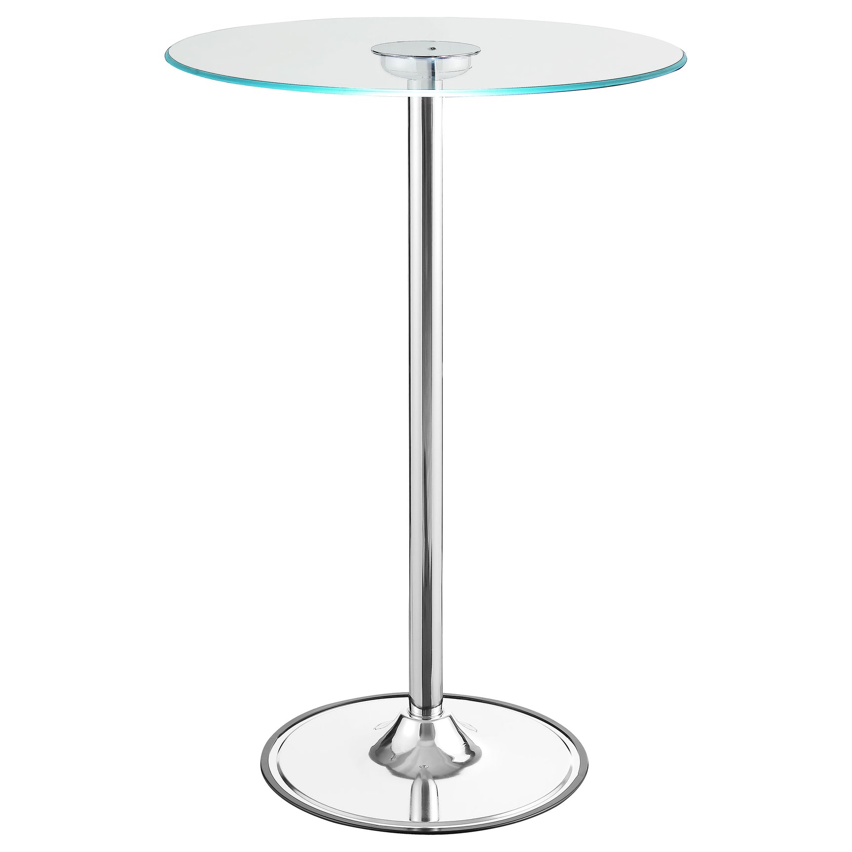 Thea Round 28-inch Glass Top LED Bistro Bar Table Chrome - Tampa Furniture Outlet